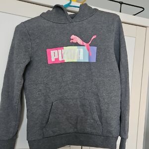 Puma Gray Hoodie with Pink and Blue Logo